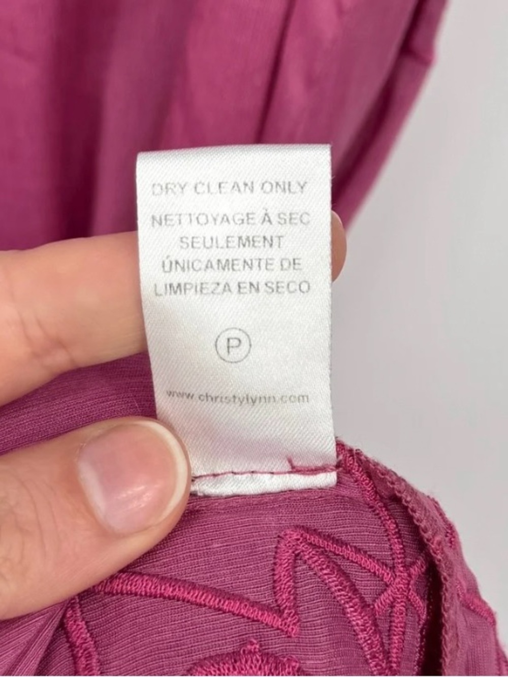 Christy Lynn Gemma Dress Fuchsia Pink Small Linen Silk Embroidered Floral Eyelet - Picture 12 of 16
